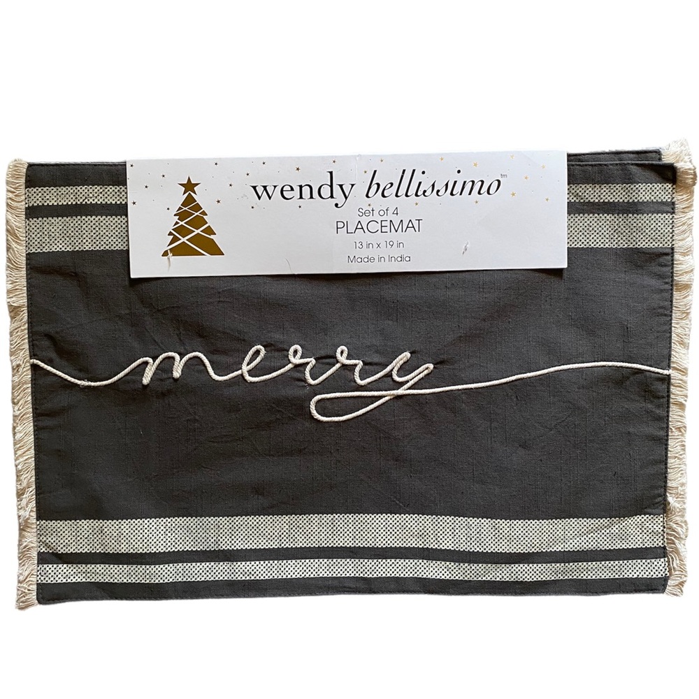 NEW 4 embroidered Christmas fringe placements
